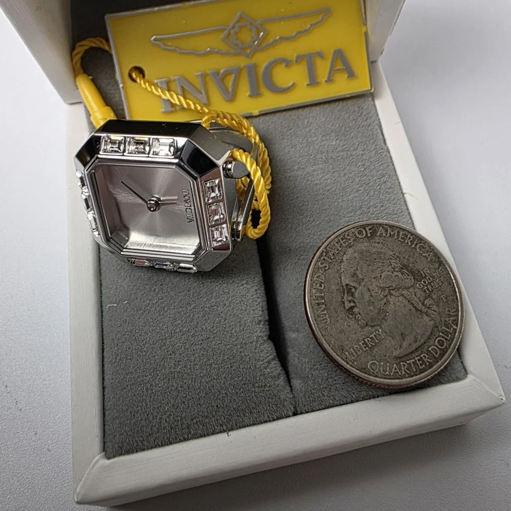 NEW Invicta‎ Mini Angel Women's Ring Watch - 21.5mm, Silver (49580) #0593